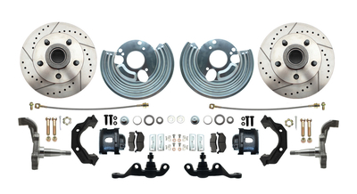 1962-1972 Mopar A Body Large Bolt Pattern Standard Disc Brake Conversion Kit w/ Powder Coated Black Calipers