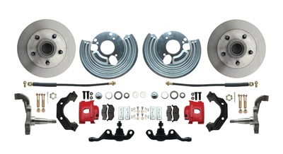 1962-1972 Mopar A Body Large Bolt Pattern Standard Disc Brake Conversion Kit w/ Powder Coated Red Calipers