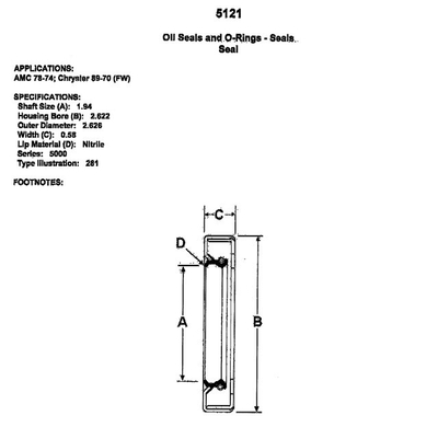 5121 Seal See Description for Fitment