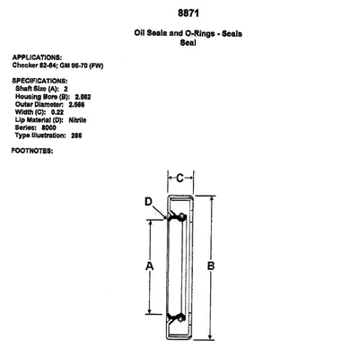 8871 Seal See Description for Fitment