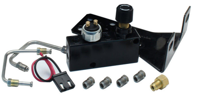 Adjustable Proportioning Valve + Distribution Block, Black Mounting Bracket & 9/16 & 1/2 Lines