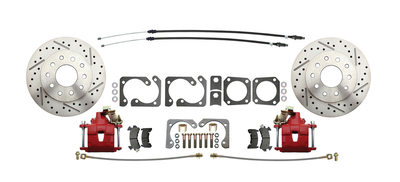 1964-1972 GM A Body 10/12 Rear Disc Brake Conversion Kit w/ Drilled & Slotted Rotors & Red Powder Coated Calipers