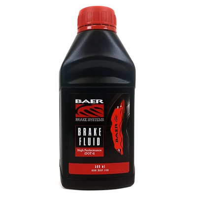 Baer DOT4 High Performance Brake Fluid, 16.9oz/500ml Bottle Features minimum boiling points of 608°F (320°C) dry and 383°F (195°C) wet. Baer DOT4 fluid meets or exceeds SAE J1704 & FMVSS 116 specifications for DOT4 brake fluid and mixes safely with all SAE DOT3, 4 and 5.1 brake fluids.