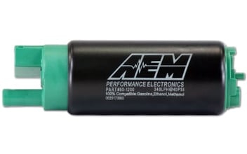 AEM 340LPH E85 81mm Body Offset Inlet In Tank Fuel Pump