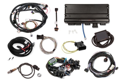 Holley EFI Terminator X Max - Ford MPFI Kit Universal MPFI Main Harness - 92-97 4R70W Transmission Control - Ford Spaced EV1 Injectors - 3.5 in. Touchscreen