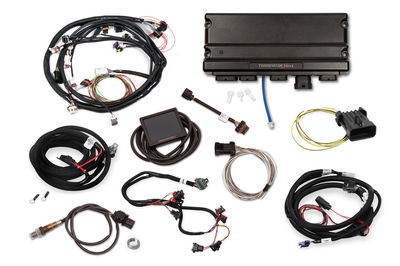 Holley EFI Terminator X Max - Universal MPFI Kit Universal MPFI Main Harness - GM 4L60E/80E Transmission Control - EV1 Injectors - 3.5 in. Touchscreen