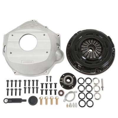 Holley Complete Transmission Installation Kit - 8-Bolt LS or LT Engine to TKX / TKO Everything you need to connect an 8-Bolt LS or LT Engine to a Tremec TKX or TKO Transmission