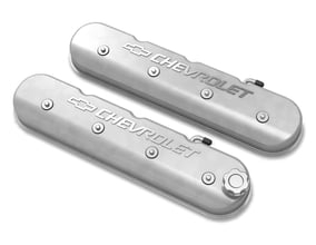 Tall LS Valve Cover with Bowtie/Chevrolet Logo - Natural Machined Finish