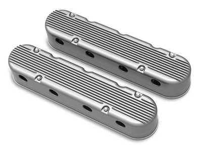 Holley 2-Piece Finned Valve Cover - Gen III/IV LS - Natural Chevrolet Gen III/IV LS - Cast Aluminum - Coil-Mounting Base & Integrated Coil Cover