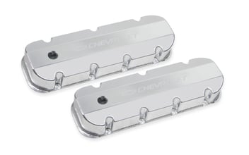 Holley GM Licensed Valve Cover - Track Series - BBC - Fabricated Aluminum - Silver