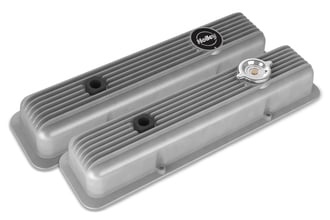 Holley Valve Covers - Muscle Series - Finned - SBC - Natural