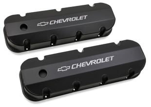 Holley GM Licensed Valve Cover - Track Series - BBC - Fabricated Aluminum - Short Bolt - Black