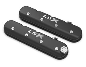 Tall LS Valve Cover with LSX Logo - Satin Black Machined Finish