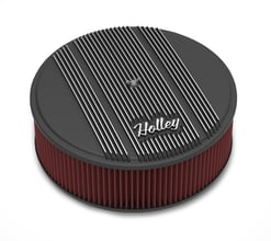 Holley Finned Vintage Style Air Cleaner - 14" Diameter x 4" Tall - Round