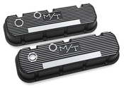 Holley M/T Valve Covers - Vintage Style - Finned - BBC - Satin Black