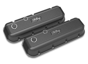 Holley Vintage Series Finned Valve Covers - BBC - Satin Black Machined