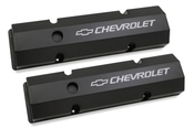 Holley GM Licensed Valve Cover - Track Series - SBC - Fabricated Aluminum - Perimeter Bolt - Black