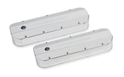 Holley GM Licensed Valve Cover - Track Series - BBC - Fabricated Aluminum - Natural Anodized