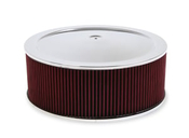 4500 Drop Base Air Cleaner Chrome w/6" Red Washable Gauze Filter