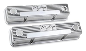 Holley M/T Valve Covers - Vintage Style - Finned - SBC - Polished