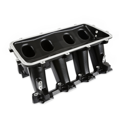 Holley Hi-Ram Lower Manifold - GM LS1/LS2/LS6-Black LS1/LS2/LS6 Cathedral Port Carbureted Base Only (Plenum-Top-Mounting Fabrication Flange Available)