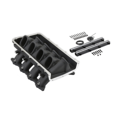 ULTRA LO-RAM BASE, FORD COYOTE FRONT FEED BLACK Ultra Lo-Ram Intake Base - No Top Included