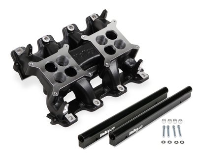 Holley LS EFI Manifold - 2x4 Dual Plane - Black GM LS1/LS2/LS6 Holley EFI 2x4 Dual Plane Intake Manifold, LS Gen 3 LS1/LS2/LS6 engines, w/Black Ceramic Coating