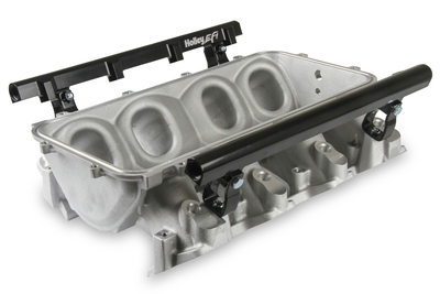 Holley Lo-Ram Manifold Base and Fuel Rails Single Fuel Injector GM LS3/L92 Top-feed Single Injector manifold and fuel rails only Satin Finish