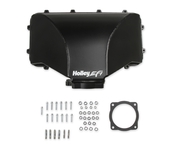 HI-RAM 95MM Fabricated Side Mount Plenum Top Black Finish- 86-95 Ford 5.0 Style throttle body patterns