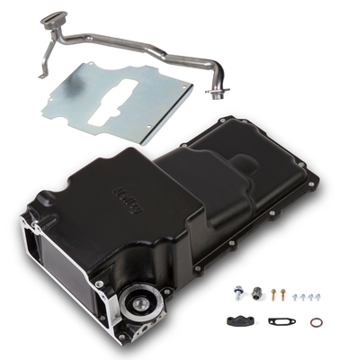 Holley GM LS Swap Oil Pan - Black - Additional Front Clearance Fits most GM/Muscle Car/Classic Car/Trucks and any LS Swapped Vehicle Requiring More Clearance at the Front Half of the Pan