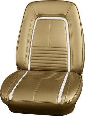 1967 CHEVROLET CAMARO "DELUXE" BUCKET SEAT UPHOLSTERY - GOLD W/ WHITE ACCENT