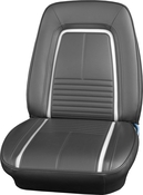 1967 CHEVROLET CAMARO "DELUXE" BUCKET SEAT UPHOLSTERY - BLACK W/ WHITE ACCENT 1