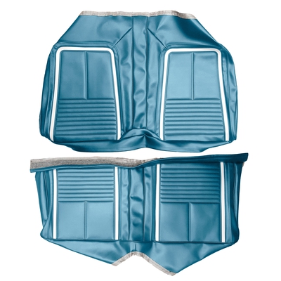 1967 CHEVROLET CAMARO "DELUXE" FOLD-DOWN REAR UPHOLSTERY - BRIGHT BLUE W/ WHITE ACCENT