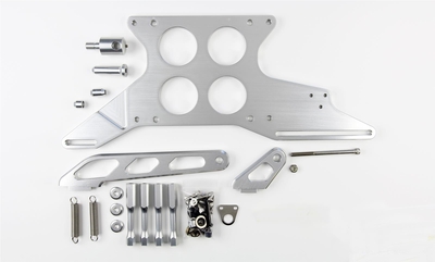 4500 SERIES CARBURETOR 4 HOLE (2.125") PLENUM PUSH/PULL THROTTLE CABLE BRACKET & SPRING CLEAR FINISH