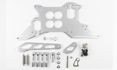 4150 Series Carburetor 4 Hole ( 1.75" ) Plenum Push/Pull Throttle Cable Mounting Bracket & Spring Return Kit RAW FINISH