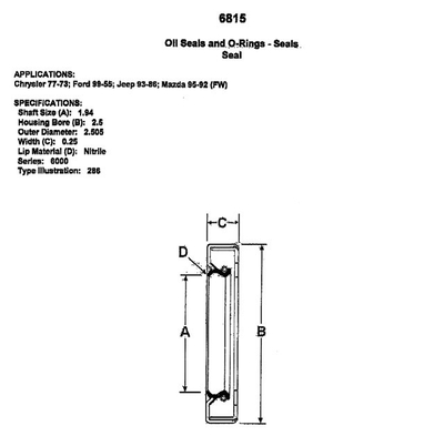 6815 Seal See Description for Fitment