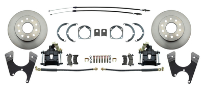 1955-1968 GM Full Size 10/12 Bolt Pattern Rear Disc Brake Conversion Kit with E-Brake & Powder Coated Black Calipers