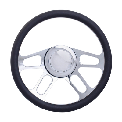 14″ Chrome Billet “4-Slot” Style Steering Wheel Kit